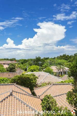 シーサーと赤瓦の家