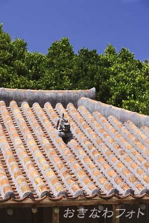 シーサーと赤瓦の家