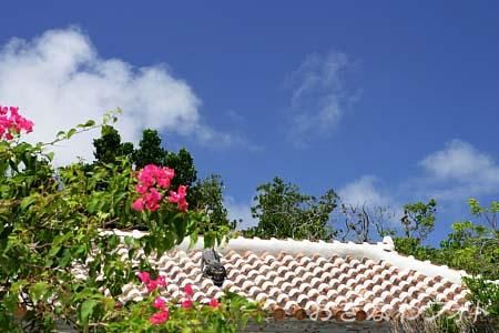 シーサーと赤瓦の家