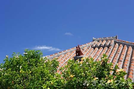 シーサーと赤瓦の家