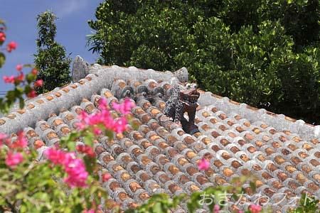 シーサーと赤瓦の家