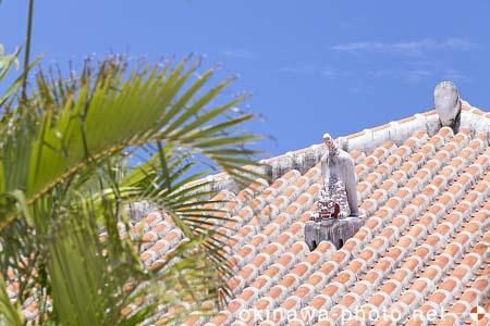 シーサーと赤瓦の家