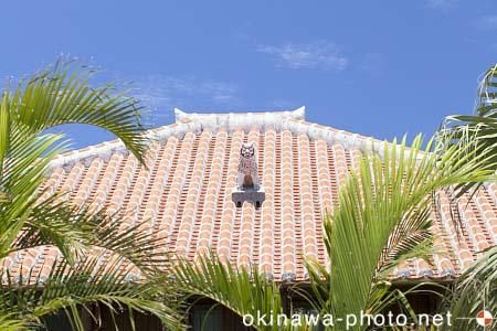 シーサーと赤瓦の家