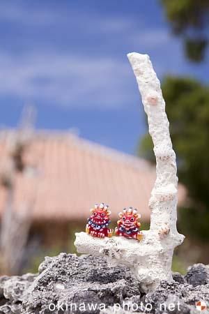 シーサーと赤瓦の家