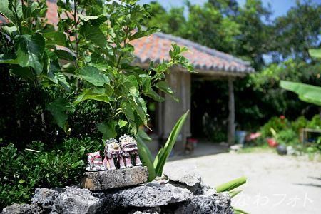 シーサーと赤瓦の家